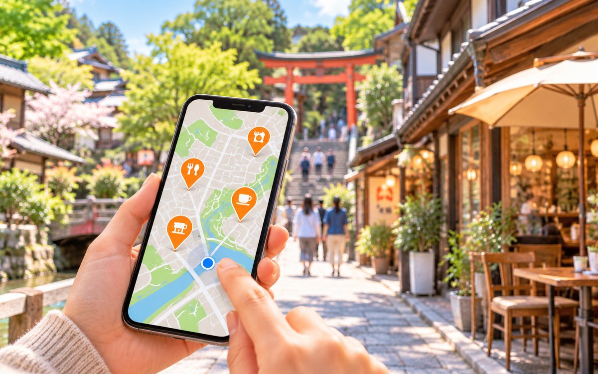 観光スポットと地図のイメージ